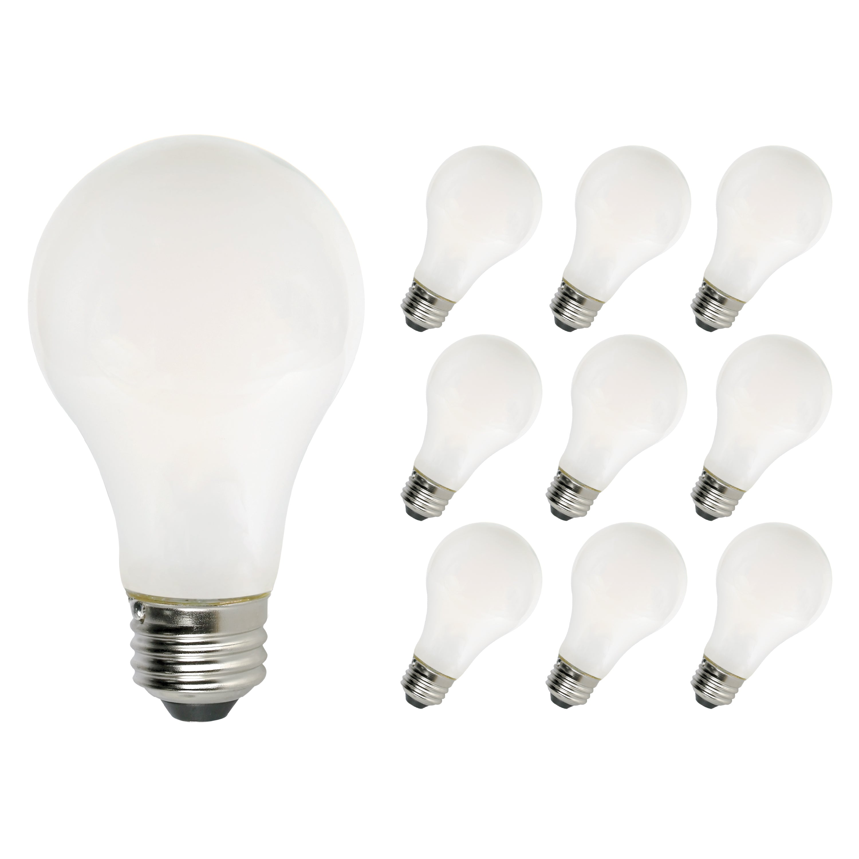 CLEANLIFE® 120VAC A19 White Glass LED Light Bulb 8W (60W Equivalent) Dimmable, CRI 90+