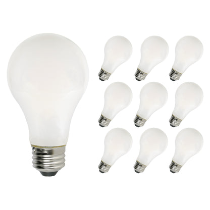 CLEANLIFE® 120VAC A19 White Glass LED Light Bulb 8W (60W Equivalent) Dimmable, CRI 80+