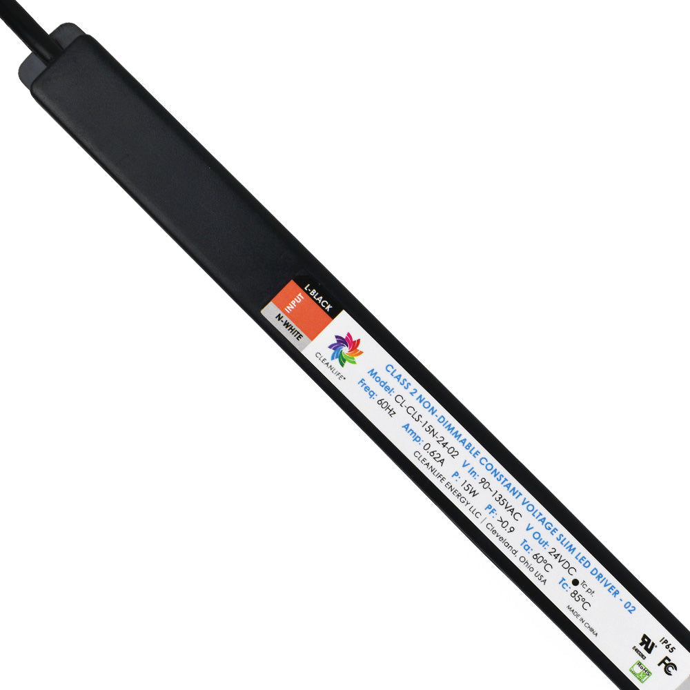 CLEANLIFE® Slim LED Driver Non-Dimmable 24VDC 15W IP65