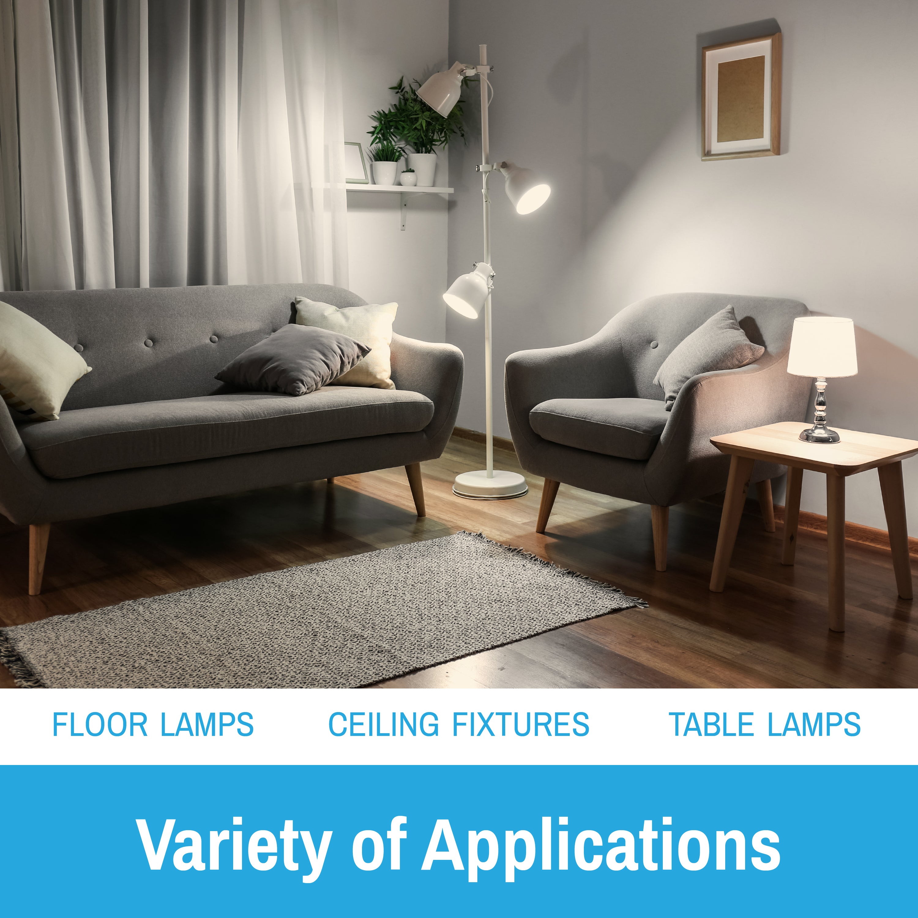 CLEANLIFE® 120VAC A19 White Glass LED Light Bulb 8W (60W Equivalent) Dimmable, CRI 80+