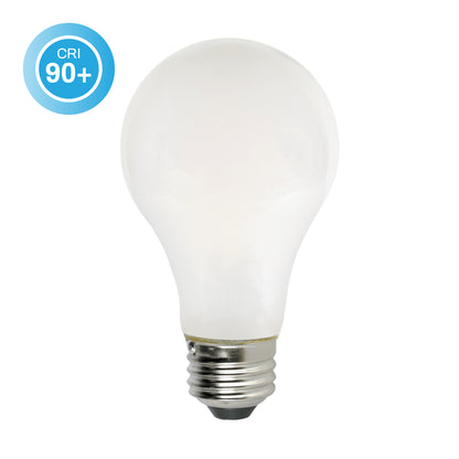 CLEANLIFE® 120VAC A19 White Glass LED Light Bulb 8W (60W Equivalent) Dimmable, CRI 90+