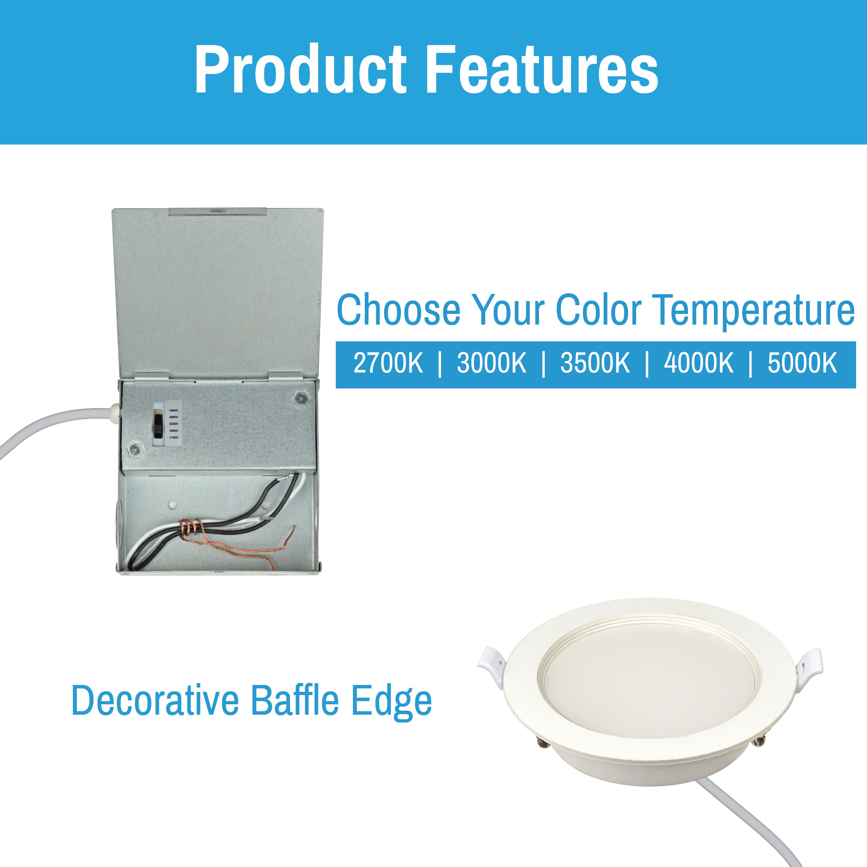CLEANLIFE® 120VAC 6" Recessed LED Canless Downlight