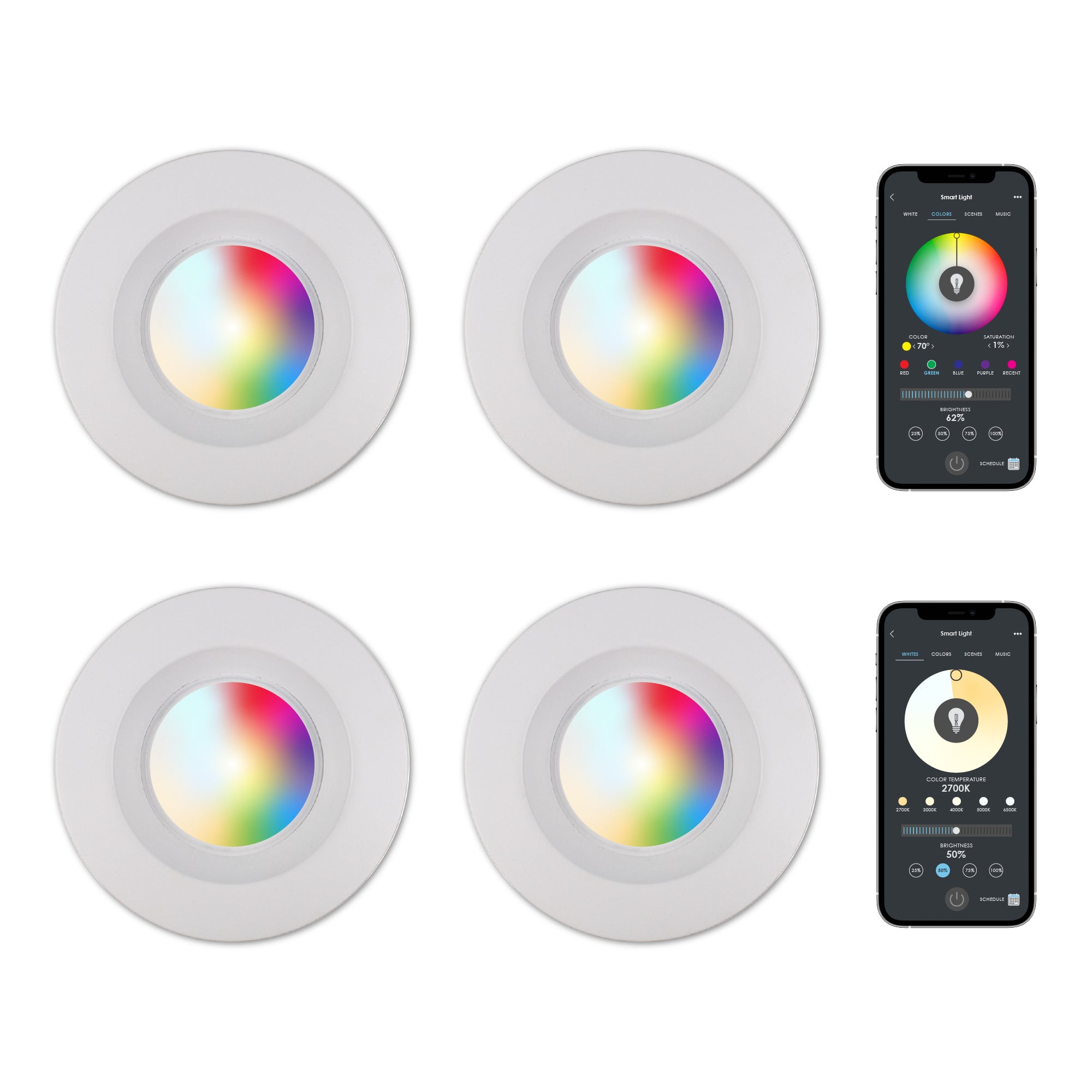 CLEANLIFE® 5/6" 120VAC Smart LED Retrofit Downlight - RGB+Tunable White, WiFi + Bluetooth