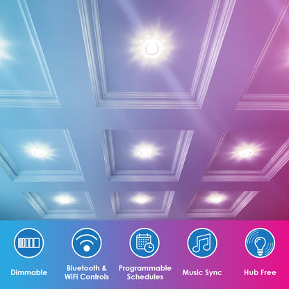 CLEANLIFE® 5/6" 120VAC Smart LED Retrofit Downlight - RGB+Tunable White, WiFi + Bluetooth