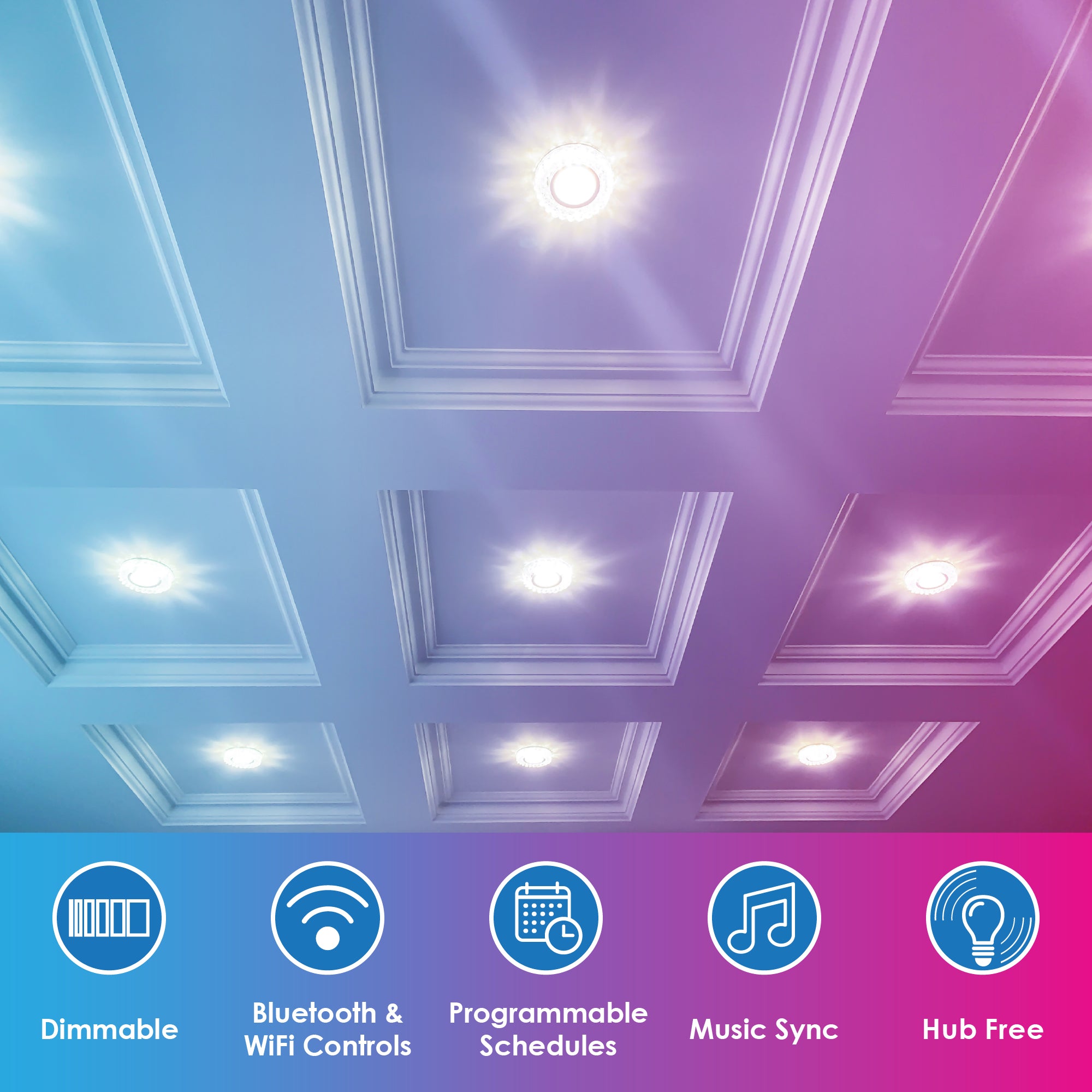CLEANLIFE® 5/6" 120VAC Smart LED Retrofit Downlight - RGB+Tunable White, WiFi + Bluetooth