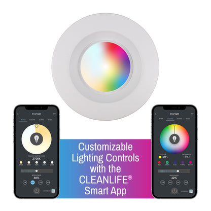 CLEANLIFE® 5/6" 120VAC Smart LED Retrofit Downlight - RGB+Tunable White, WiFi + Bluetooth