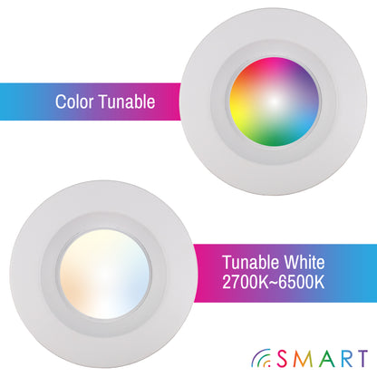CLEANLIFE® 5/6" 120VAC Smart LED Retrofit Downlight - RGB+Tunable White, WiFi + Bluetooth