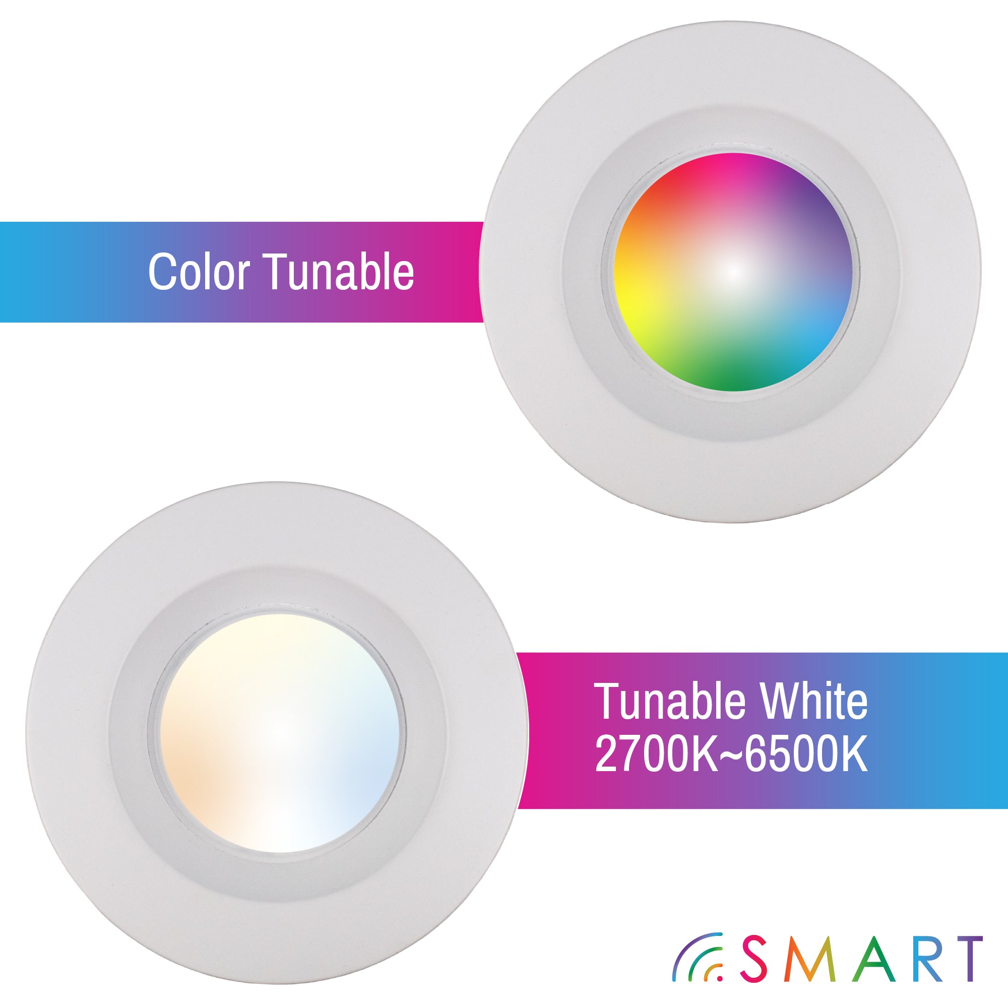 CLEANLIFE® 5/6" 120VAC Smart LED Retrofit Downlight - RGB+Tunable White, WiFi + Bluetooth
