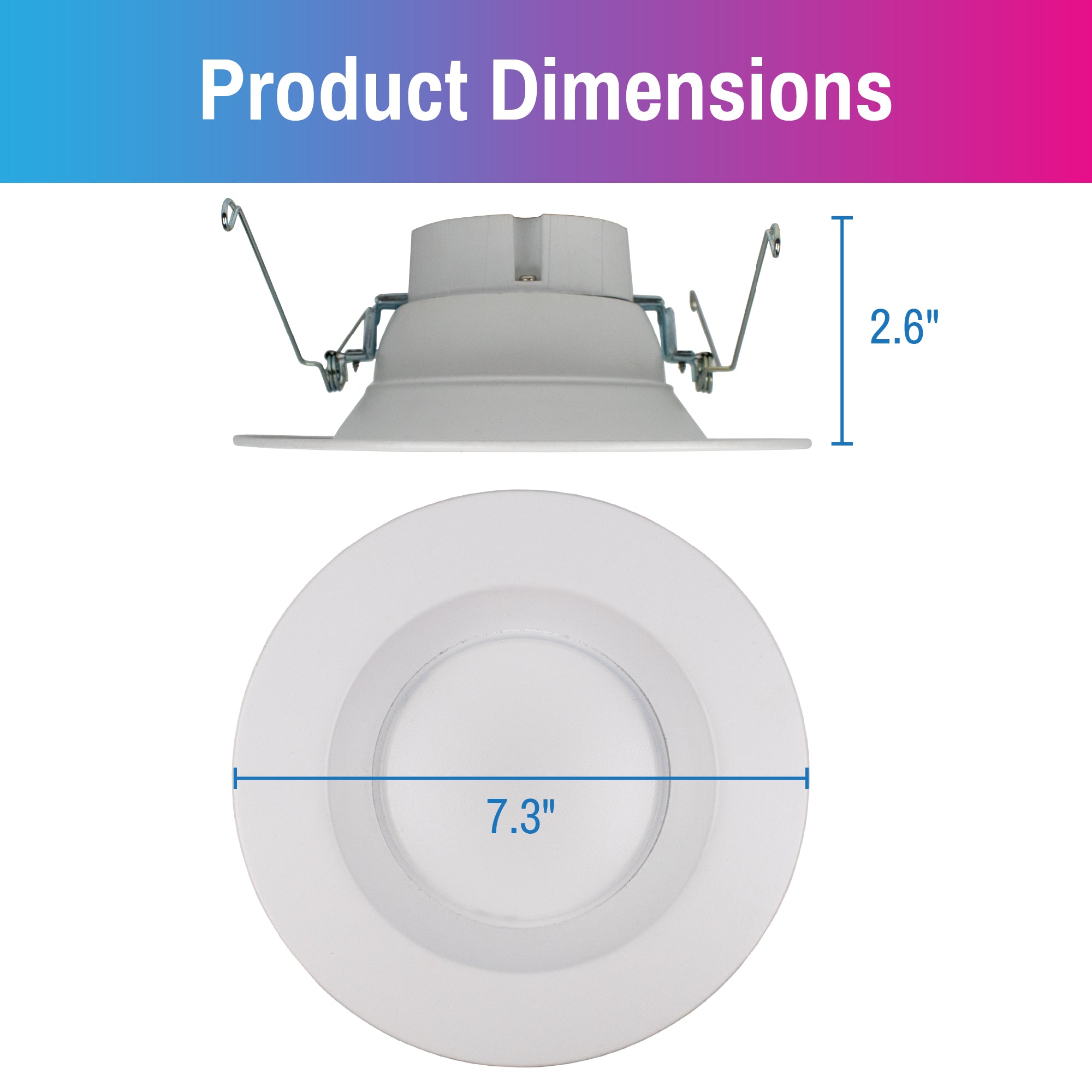 CLEANLIFE® 5/6" 120VAC Smart LED Retrofit Downlight - RGB+Tunable White, WiFi + Bluetooth