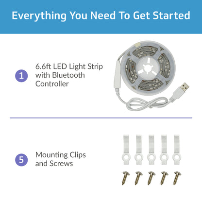 TrueColor® 5V USB-Powered Smart LED Light Strips - RGB+3000K or Tunable White, Bluetooth Control