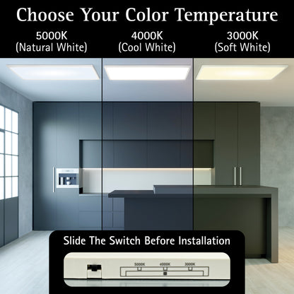 ULTRALUX® CCT Switchable Surface Mount LED Panel Light - 1' x 4' (3000K/4000K/5000K)