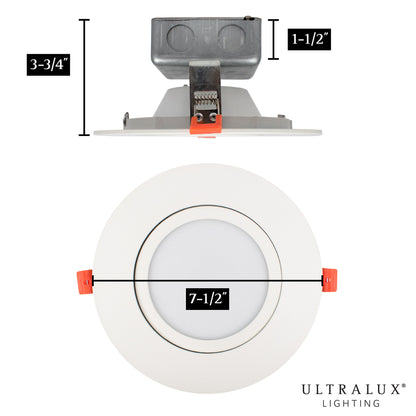 ULTRALUX® 5" Utility Gimbal LED Recessed Direct Wire Downlight With J-Box