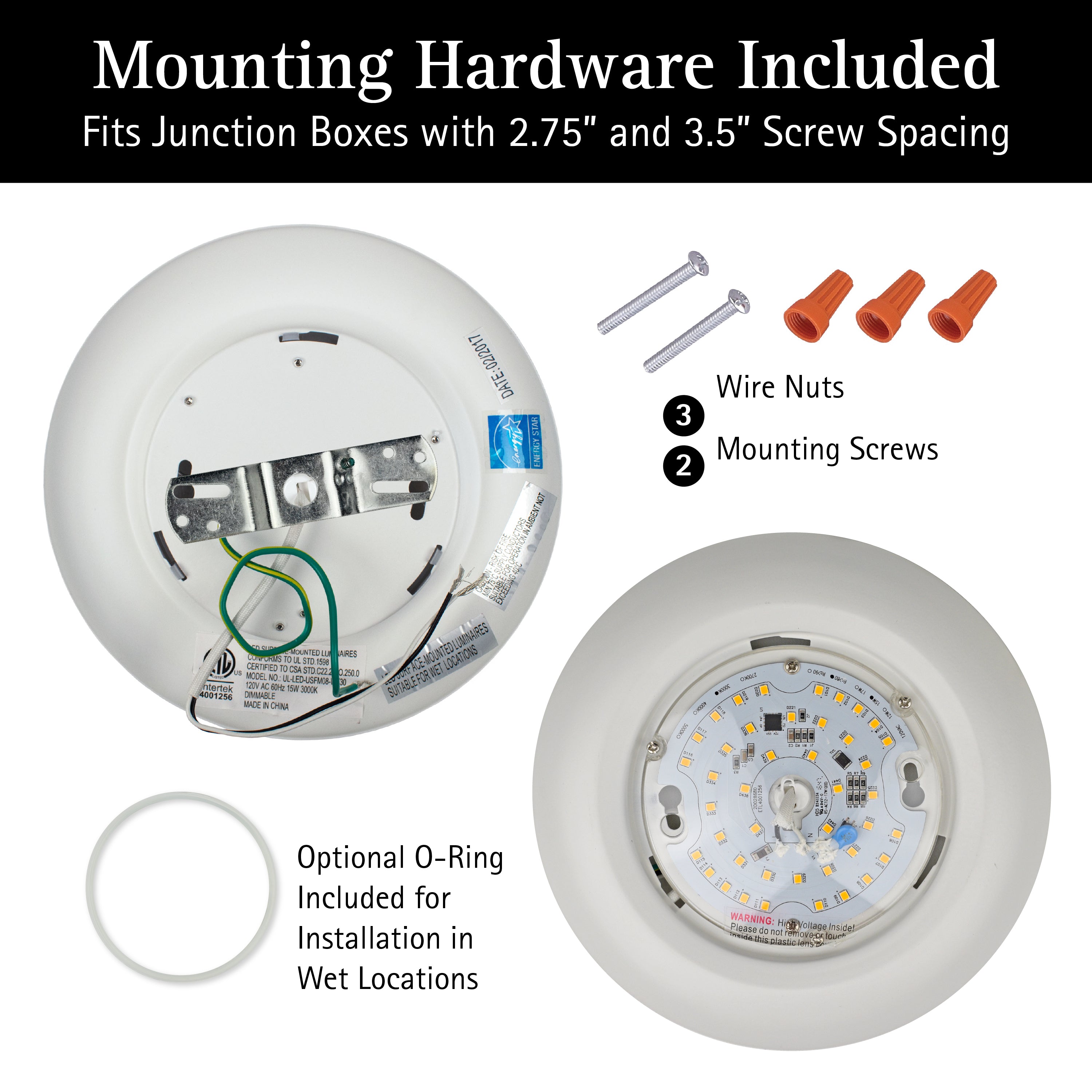 ULTRALUX® 120VAC 8" Utility LED Slim Flush Mount
