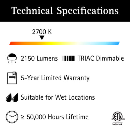 ULTRALUX® 120VAC 16" Utility LED Slim Flush Mount