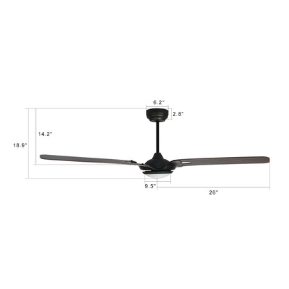CARRO® HOFFEN 24VDC 3-Blade Smart Ceiling Fan with LED Light Kit & Remote – Matte Black *Free Shipping*