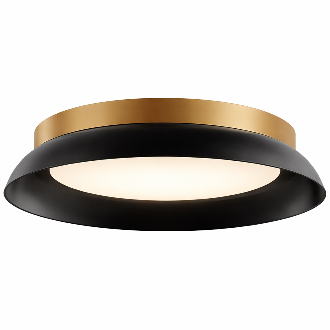 15" UltraLux® 48-51V DC Dual Tone Semi-Flush Ceiling Light – Matte Black / Brushed Gold